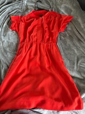 J. Crew Coral-Red Short Flutter Sleeve Mini Dress